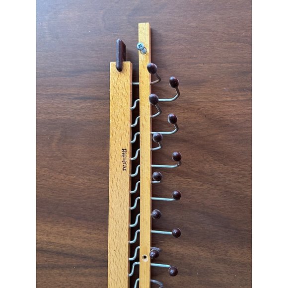 Wood & Brass Tie Rack Fratelli Reguitti, 1960s Vintage - Picture 6 of 10